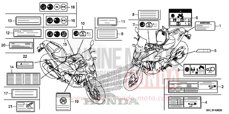 WARNETIKETT von NC750X "Meca" PEARL GLARE WHITE (NHB53) von 2020